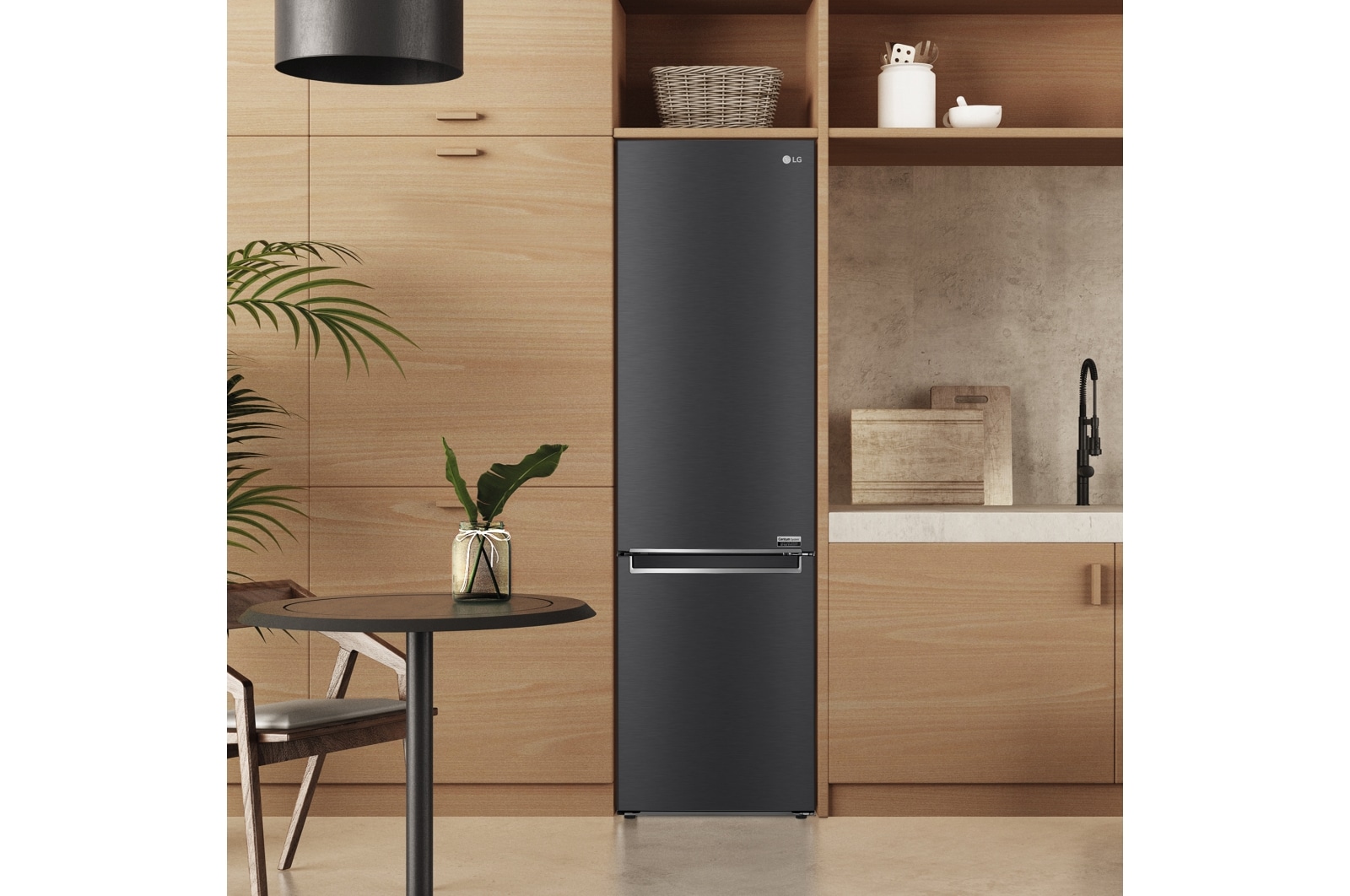 LG Frigorífico Combi 2m, Clasificación un 10% más eficiente que A, 419l, Acero Premium Antihuellas, serie Centum, GBB92MCB1P
