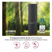 LG Frigorífico Combi 2m, Clasificación un 10% más eficiente que A, 419l, Acero Premium Antihuellas, serie Centum, GBB92MCB1P