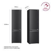 LG Frigorífico Combi 2m, Clasificación un 10% más eficiente que A, 419l, Acero Premium Antihuellas, serie Centum, GBB92MCB1P