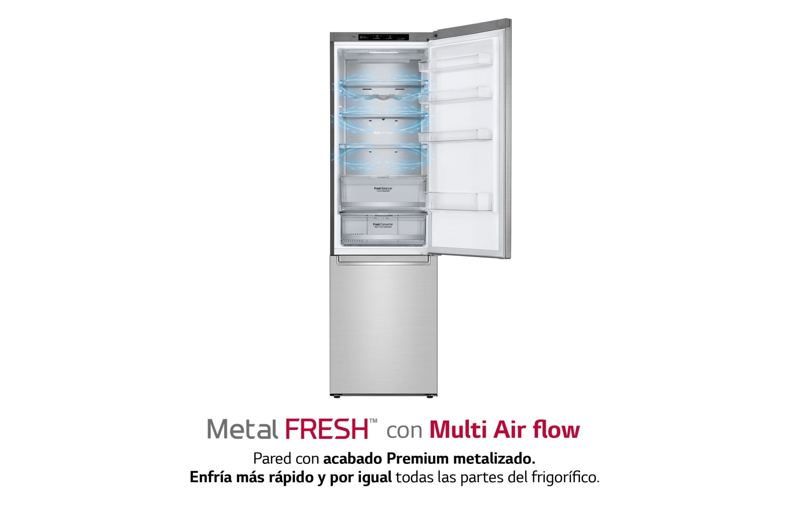 LG Frigorífico Combi 2m, Clasificación A, capacidad de 419l, Acero Premium Antihuellas, serie Centum, GBB92STBAP