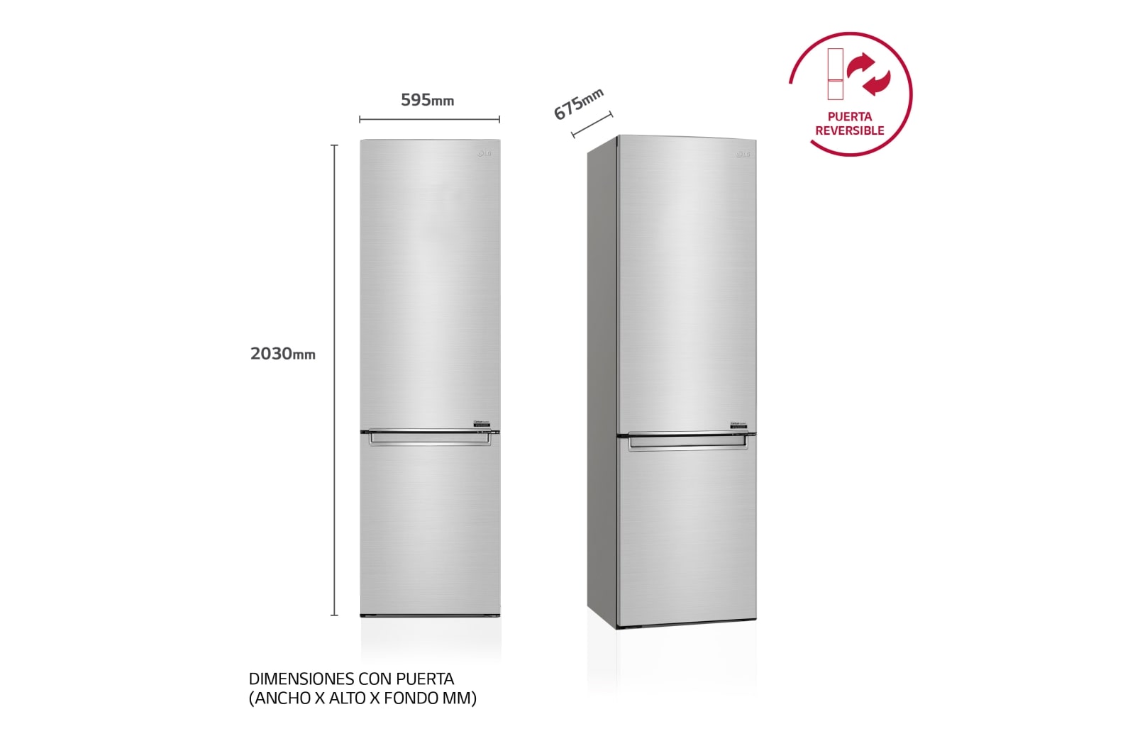 LG Frigorífico Combi 2m, Clasificación A, capacidad de 419l, Acero Premium Antihuellas, serie Centum, GBB92STBAP