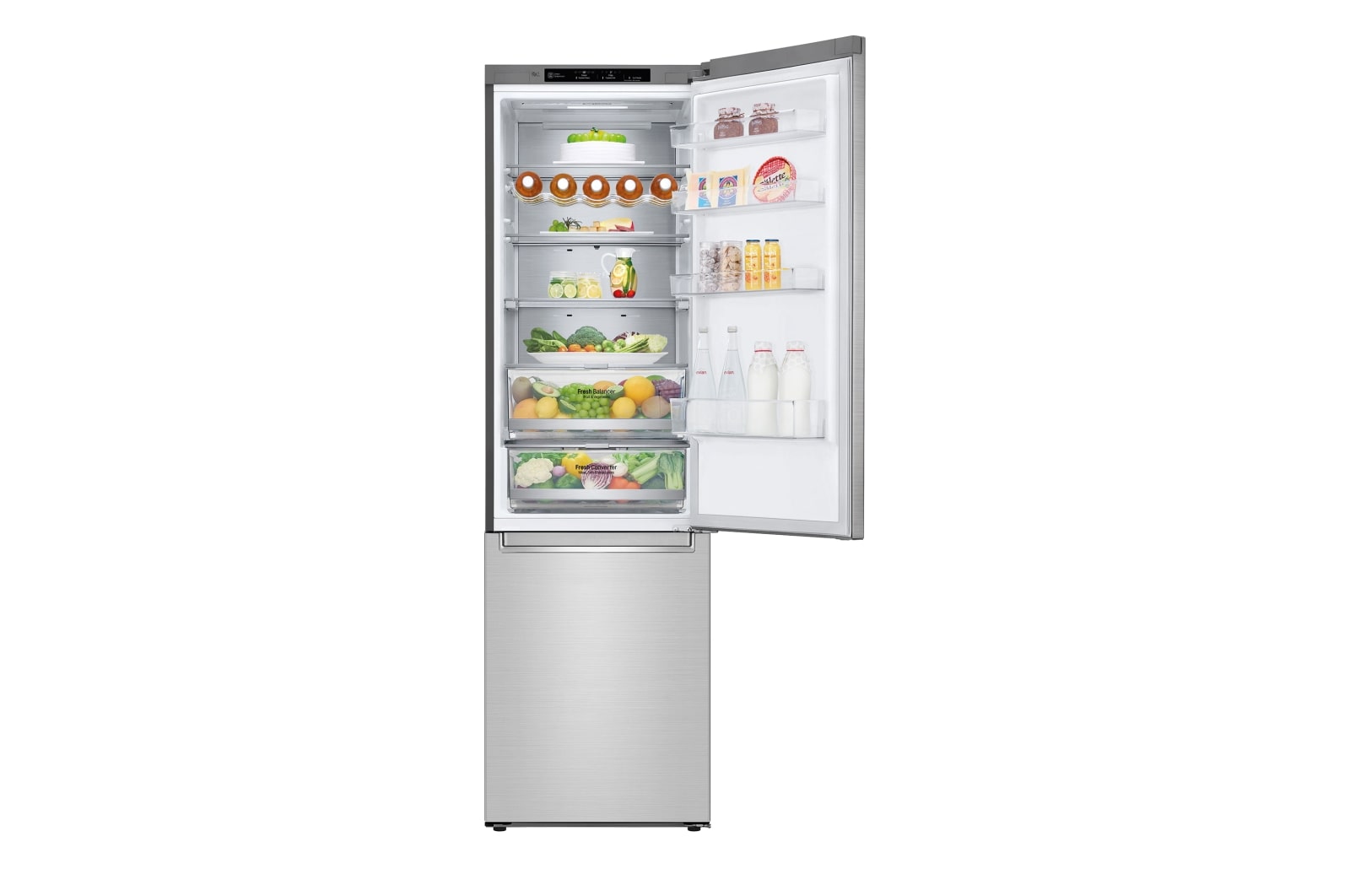 LG Frigorífico Combi 2m, Clasificación A, capacidad de 419l, Acero Premium Antihuellas, serie Centum, GBB92STBAP