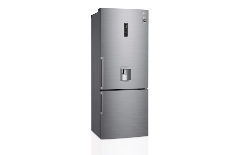 LG Frigorífico Combi 1,85m, Clasificación E,capacidad de 500l, Inox antihuellas, con dispensador de agua serie 70cm, GBF567PZCMB