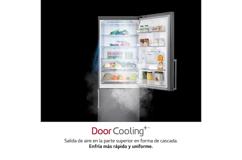 LG Frigorífico Combi 1,85m, Clasificación E,capacidad de 500l, Inox antihuellas, con dispensador de agua serie 70cm, GBF567PZCMB