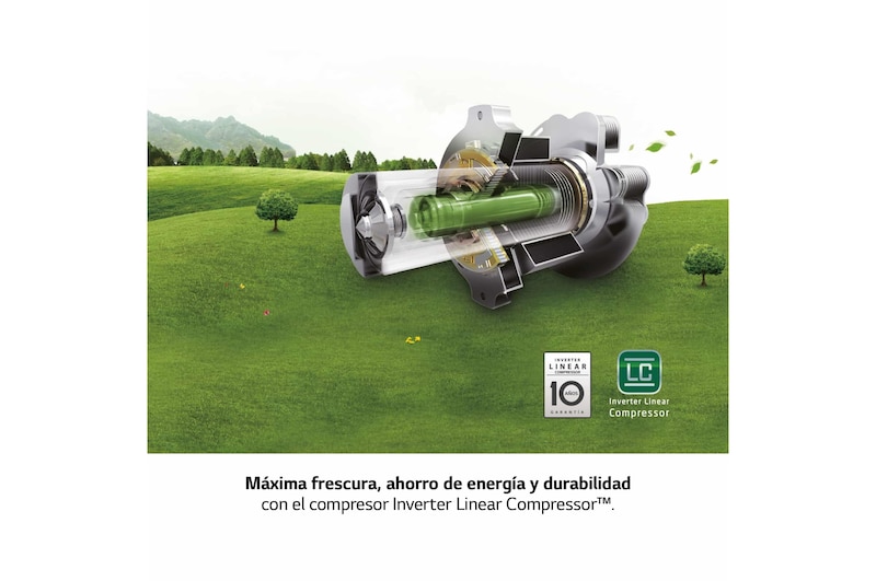 LG Frigorífico Combi 1,85m, Clasificación E,capacidad de 500l, Inox antihuellas, con dispensador de agua serie 70cm, GBF567PZCMB