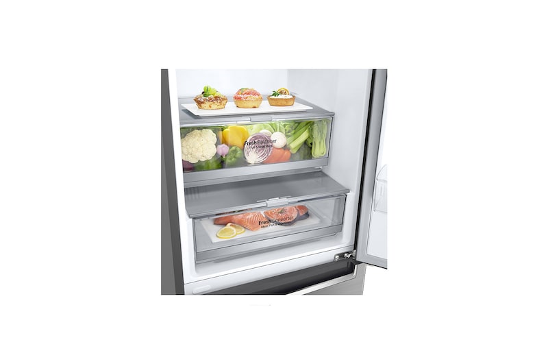LG Frigorífico Combi 2m, Clasificación E , capacidad de 419l, Dispensador de agua Inox antihuellas, serie 7, GBF72PZDMN