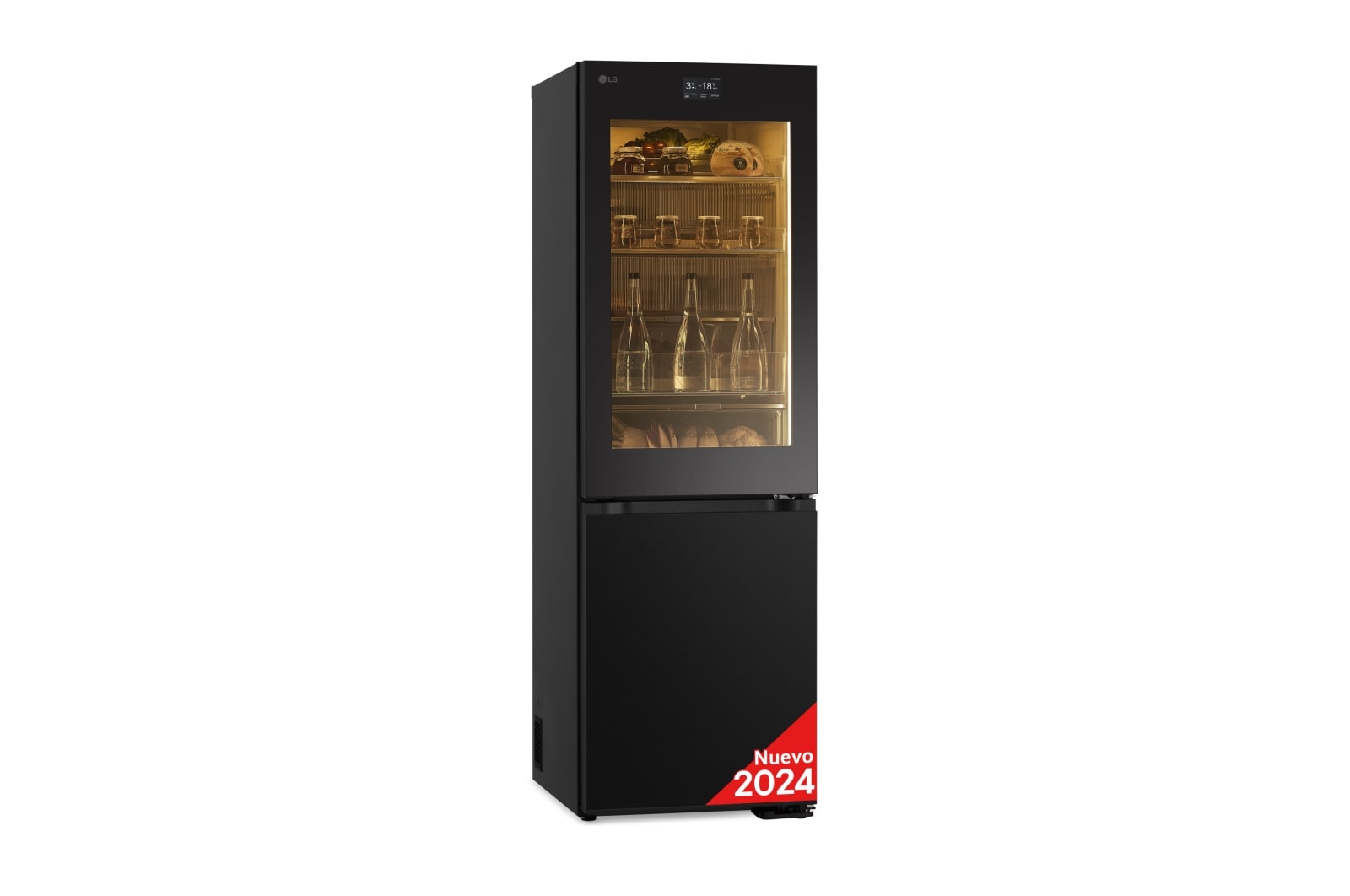 LG Frigorífico Combi Instaview  Door Cooling+, 1,86 m, Clasificación C, capacidad de 352 l,  Acero negro grafito, GBG7190CEV