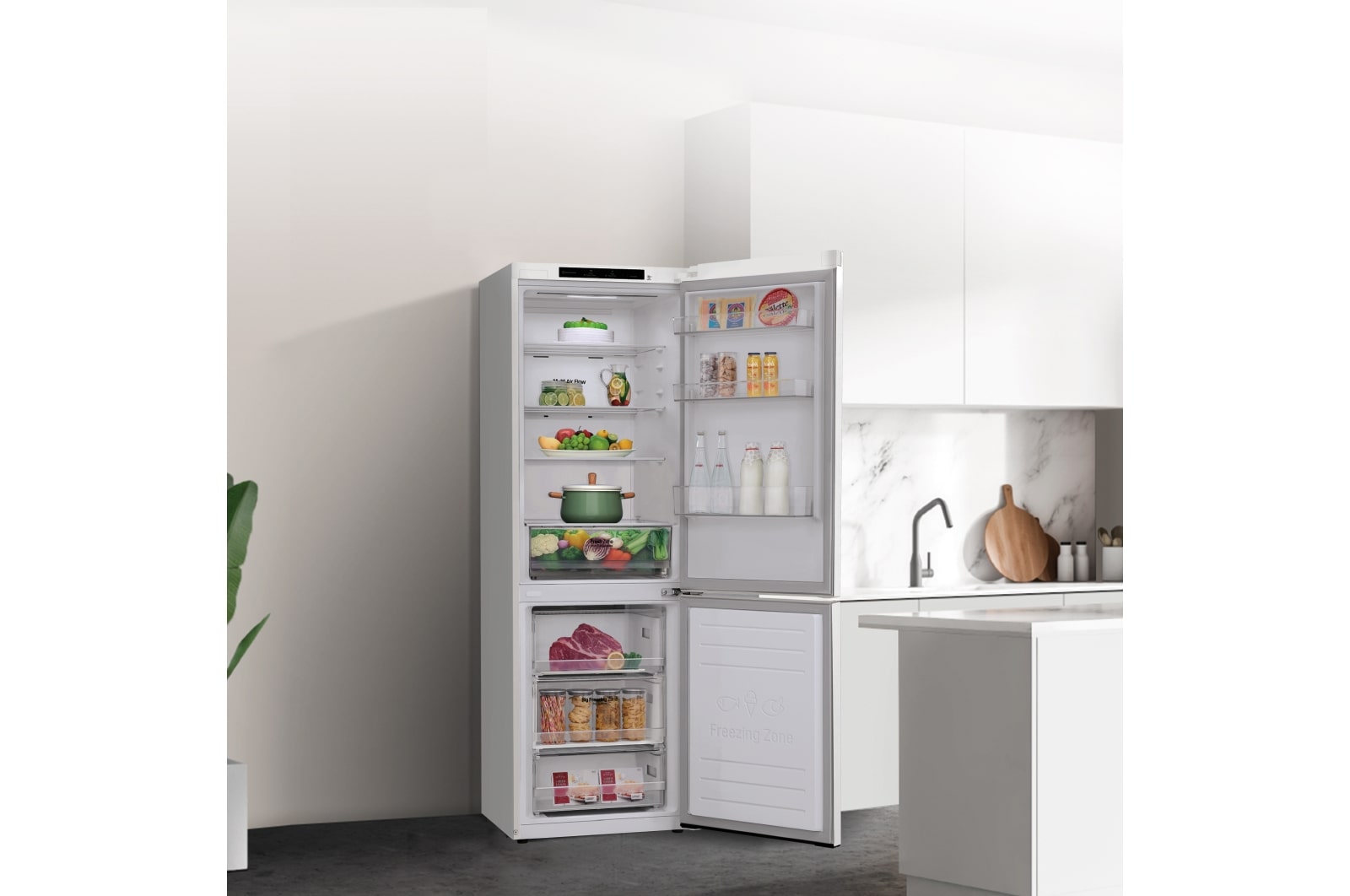 LG Frigorífico Combi LG GBP31SWLZN, 1,86m, E, capacidad de 374l, Blanco, serie 3, GBP31SWLZN