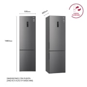 LG Frigorífico Combi 1,86m, Clasificación D, capacidad de 374l, Inox grafito , serie P-600, GBP61DSXGC