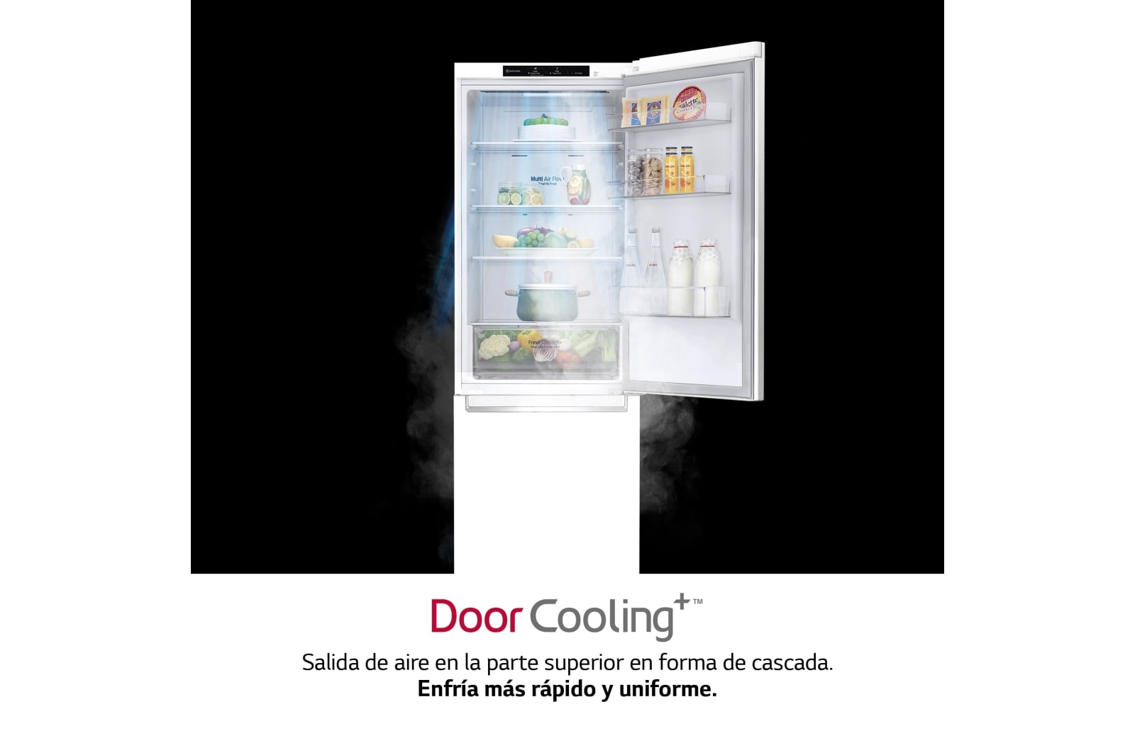 LG Frigorífico Combi DoorCooling+™ 1,86m, Clasificación D, capacidad de 374l, Blanco, serie P-600, GBP61SWPGN