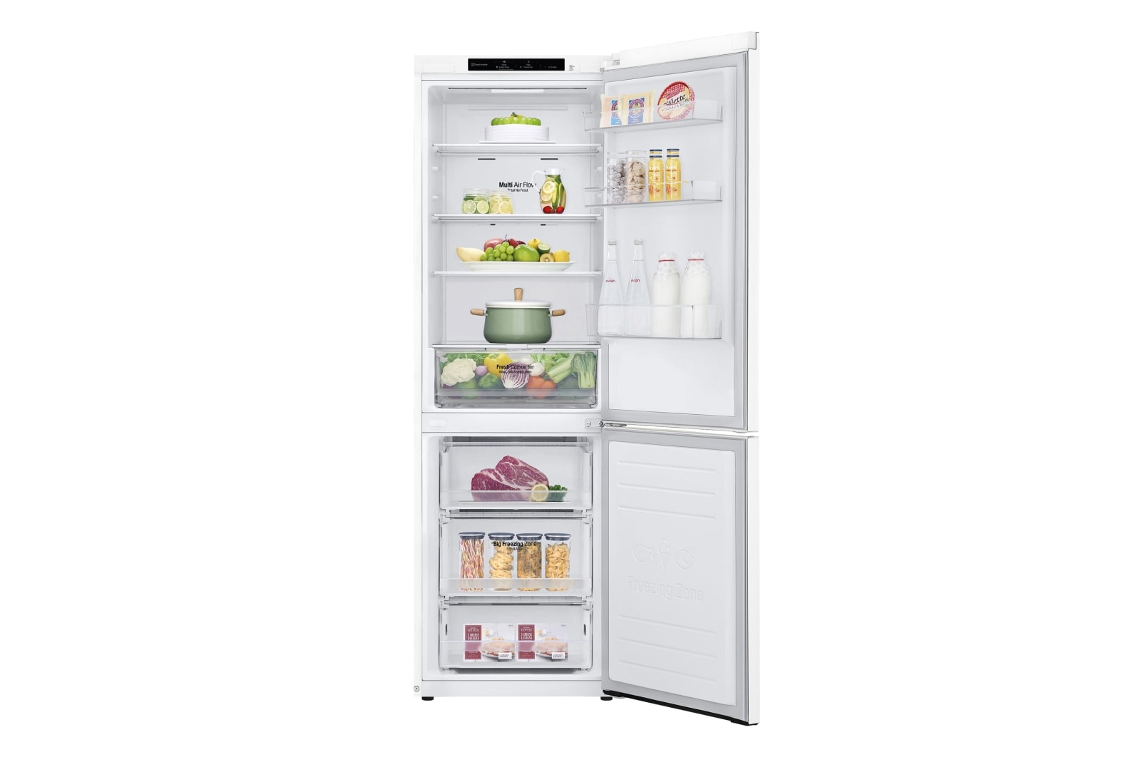 LG Frigorífico Combi DoorCooling+™ 1,86m, Clasificación D, capacidad de 374l, Blanco, serie P-600, GBP61SWPGN