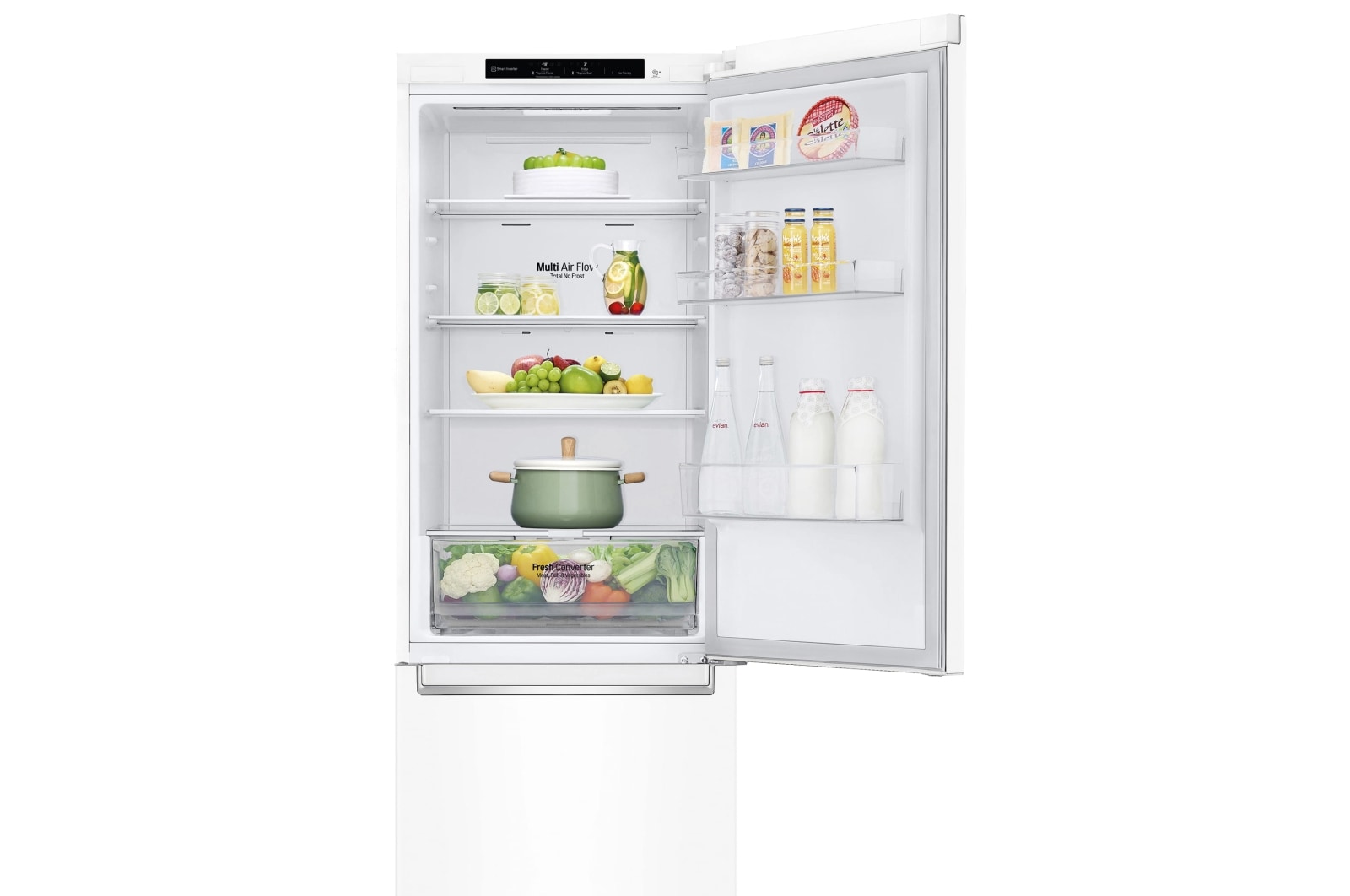 LG Frigorífico Combi DoorCooling+™ 1,86m, Clasificación D, capacidad de 374l, Blanco, serie P-600, GBP61SWPGN