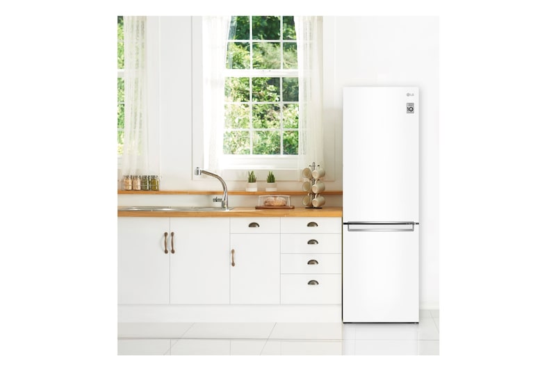 LG Frigorífico Combi DoorCooling+™ 1,86m, Clasificación D, capacidad de 374l, Blanco, serie P-600, GBP61SWPGN
