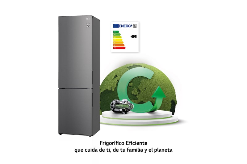 LG Frigorífico Combi 2m, Clasificación C, capacidad de 419l, Inox grafito , serie P-600, GBP62DSNCC1