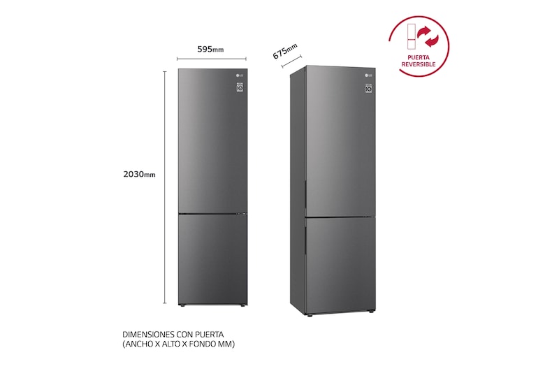 LG Frigorífico Combi 2m, Clasificación C, capacidad de 419l, Inox grafito , serie P-600, GBP62DSNCC1
