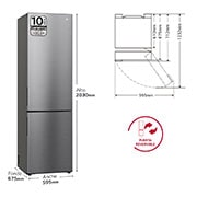 LG Frigorífico Combi  Door Cooling+, 2m, Clasificación A, capacidad de 419l, Inox antihuellas , serie P-600, GBP62PZNAC