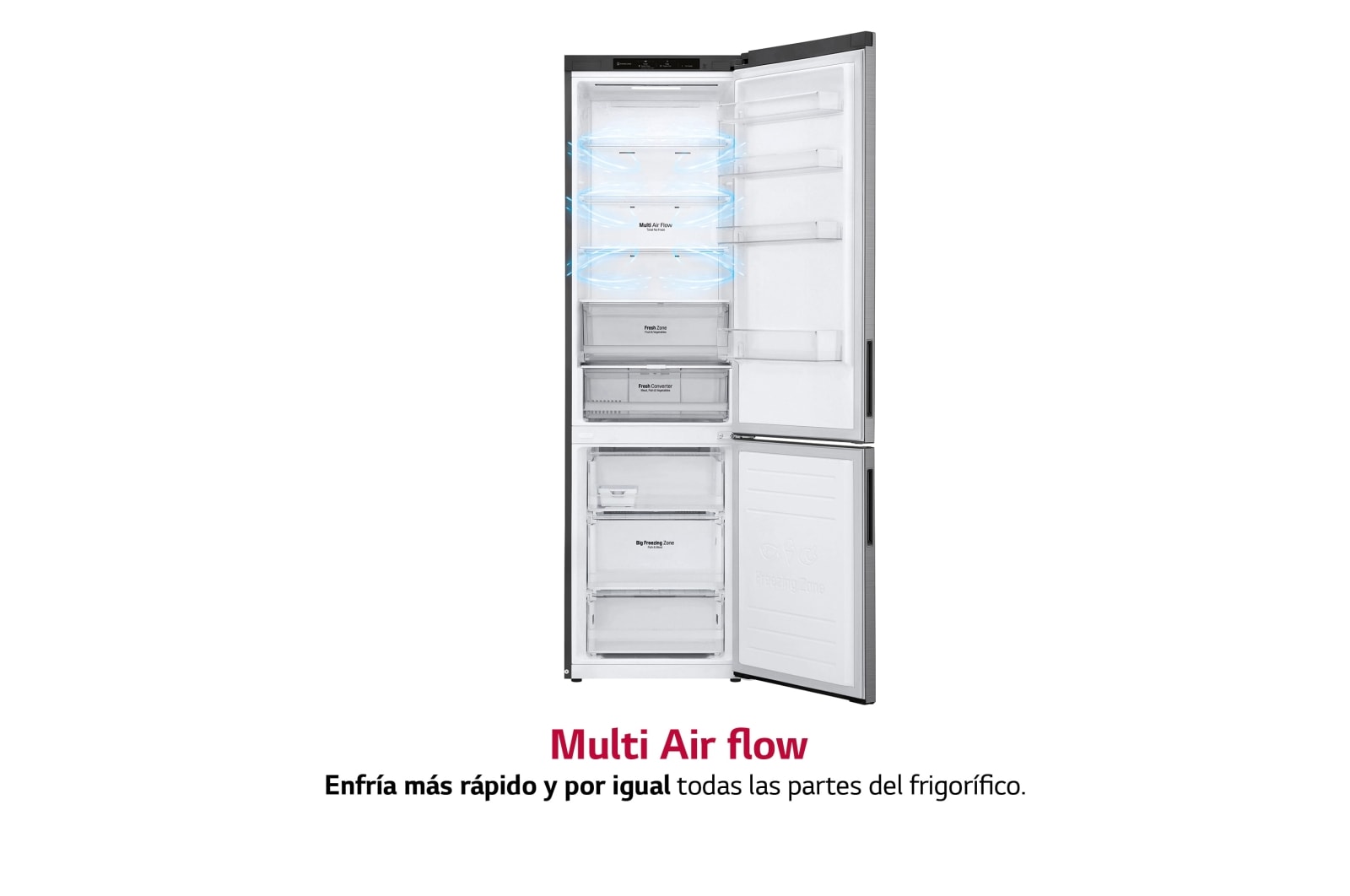 LG Frigorífico Combi 2m, Clasificación B, capacidad de 419l, Inox grafito antihuellas, Serie P-600 , GBP62PZNBC