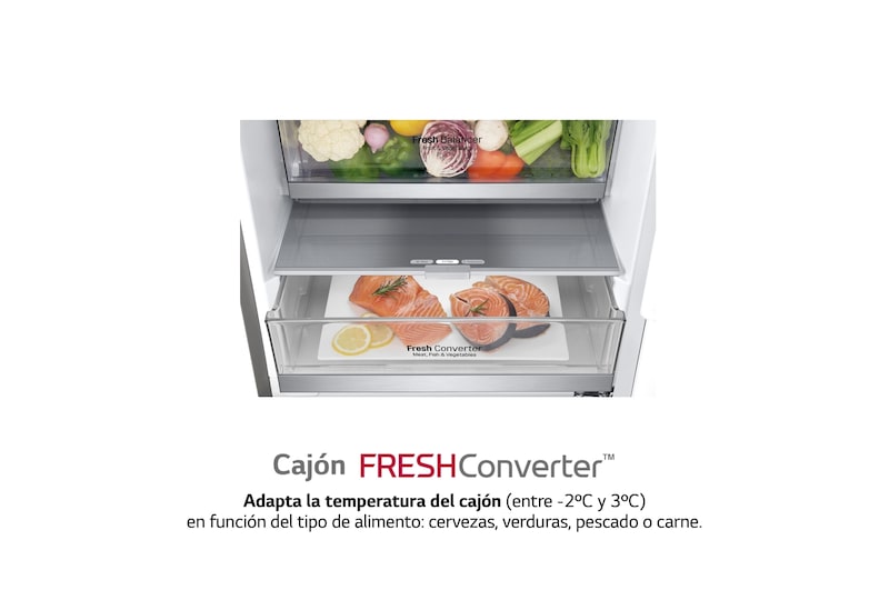 LG Frigorífico Combi 2m, Clasificación B, capacidad de 419l, Inox grafito antihuellas, Serie P-600 , GBP62PZNBC