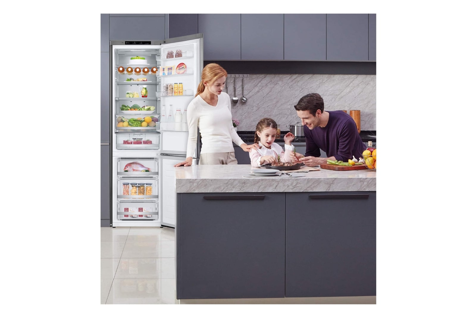 LG Frigorífico Combi 2m, Clasificación B, capacidad de 419l, Inox grafito antihuellas, Serie P-600 , GBP62PZNBC