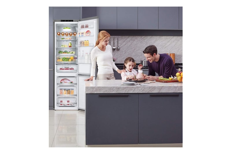 LG Frigorífico Combi 2m, Clasificación B, capacidad de 419l, Inox grafito antihuellas, Serie P-600 , GBP62PZNBC