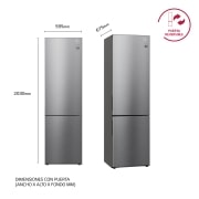 LG Frigorífico Combi 2m, Clasificación B, capacidad de 419l, Inox grafito antihuellas, Serie P-600 , GBP62PZNBC