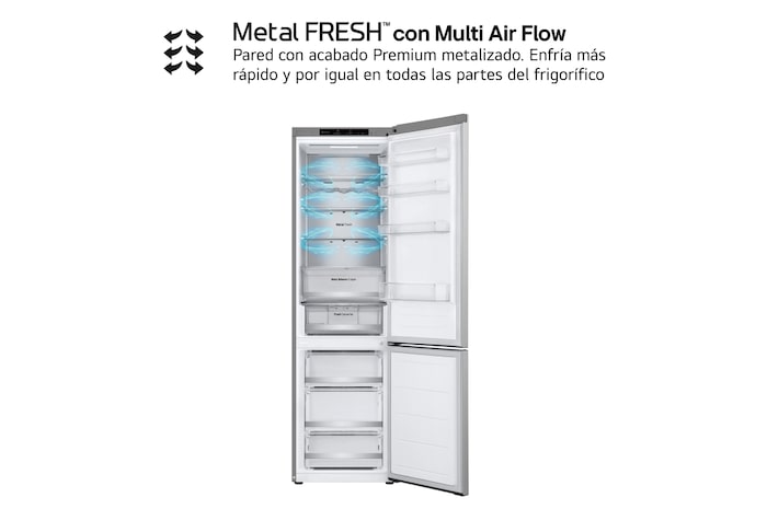 LG Outlet Frigorífico Combi Door Cooling+, 2,03m, Clasificación C, capacidad de 419l, inox antihuellas. Serie 500, GBV5240CPY.OUTLET