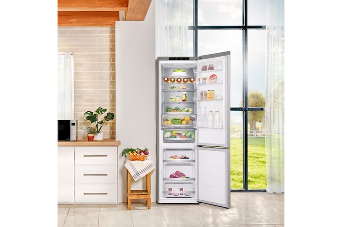 LG Outlet Frigorífico Combi Door Cooling+, 2,03m, Clasificación C, capacidad de 419l, inox antihuellas. Serie 500, GBV5240CPY.OUTLET