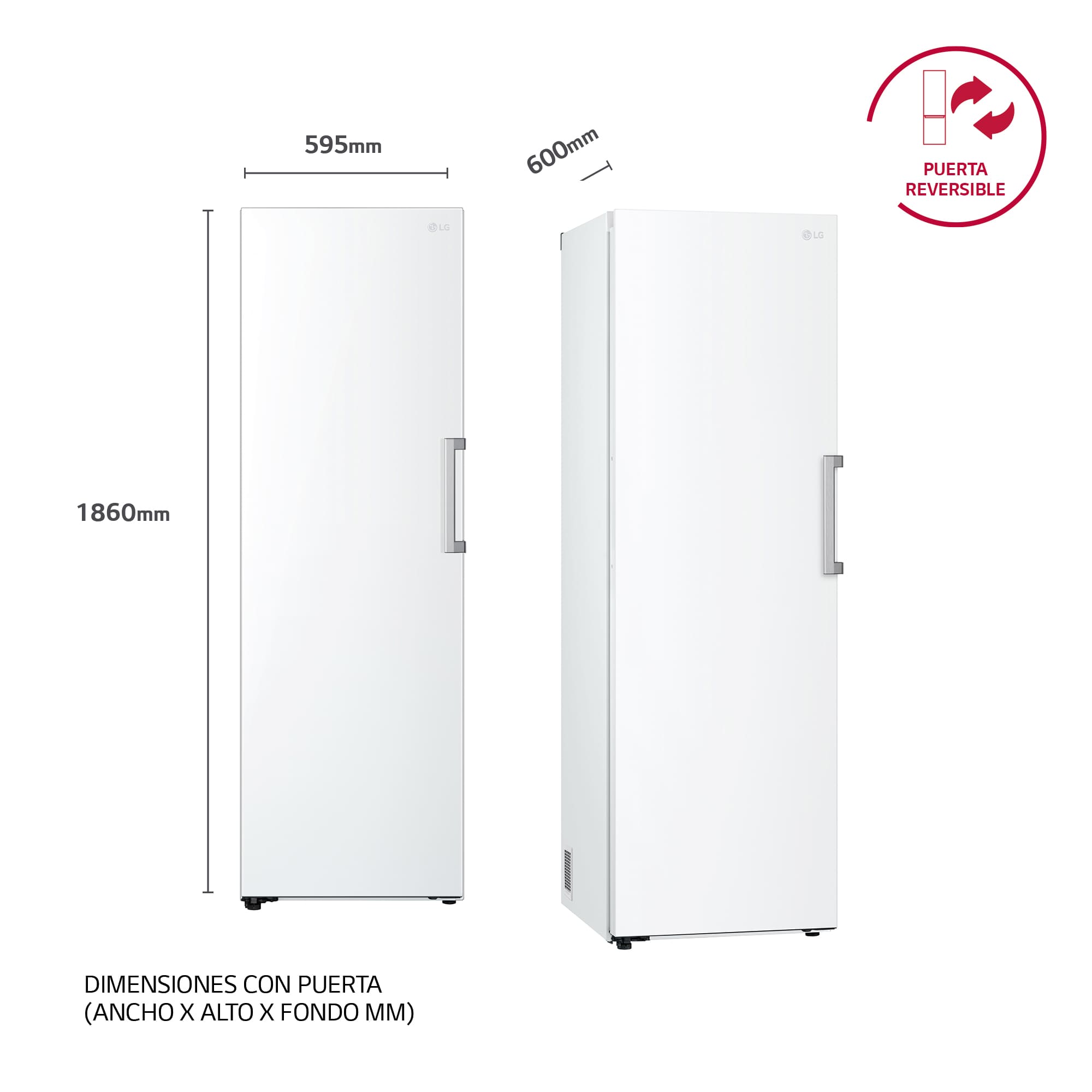 LG Congelador 1 Puerta Total No Frost Smart Inverter, Clasificación E, 324 L, <br> Blanco, GFT41SWGSZ