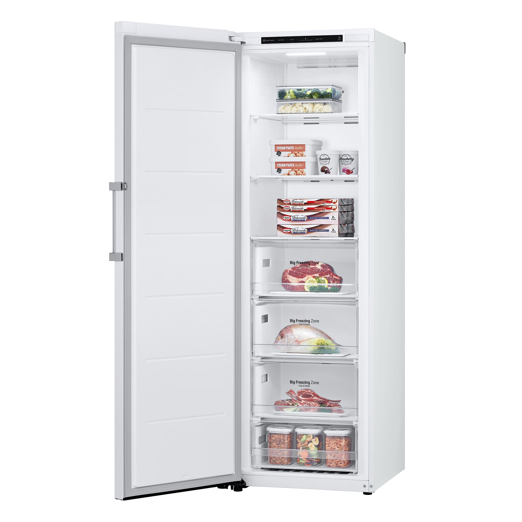 LG Congelador 1 Puerta Total No Frost Smart Inverter, Clasificación E, 324 L, <br> Blanco, GFT41SWGSZ