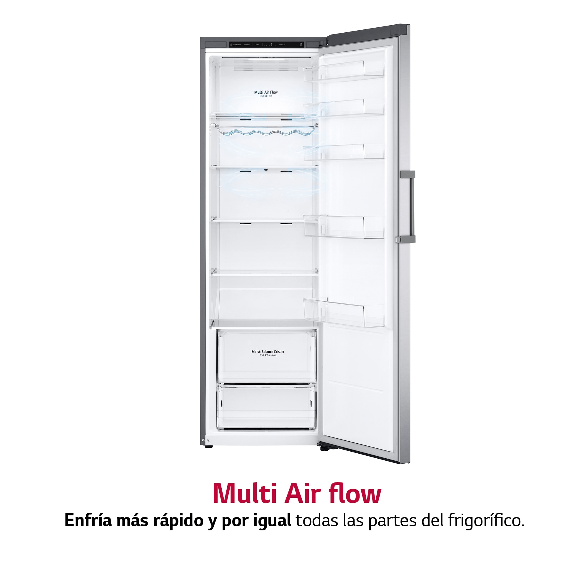 LG Frigorífico 1 puerta Door cooling, Total No Frost, Clasificación E, 413L, Inox antihuellas, GLT51PZGSZ