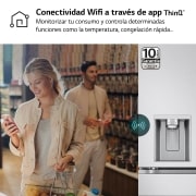 LG Frigorífico American Combi InstaView ™, Clasificación E, 638 L, Acero texturizado antihuellas, GMG960MBEE