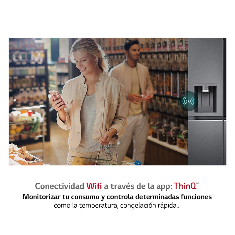 LG Frigorífico American Combi, Clasificación F, Ancho 83cm, 570l , GML844PZ6F