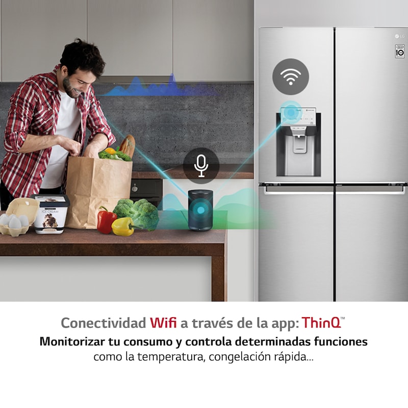 LG Frigorífico American Combi, Clasificación E, 705 L, Acero inoxidable antihuellas, GML945NS9E