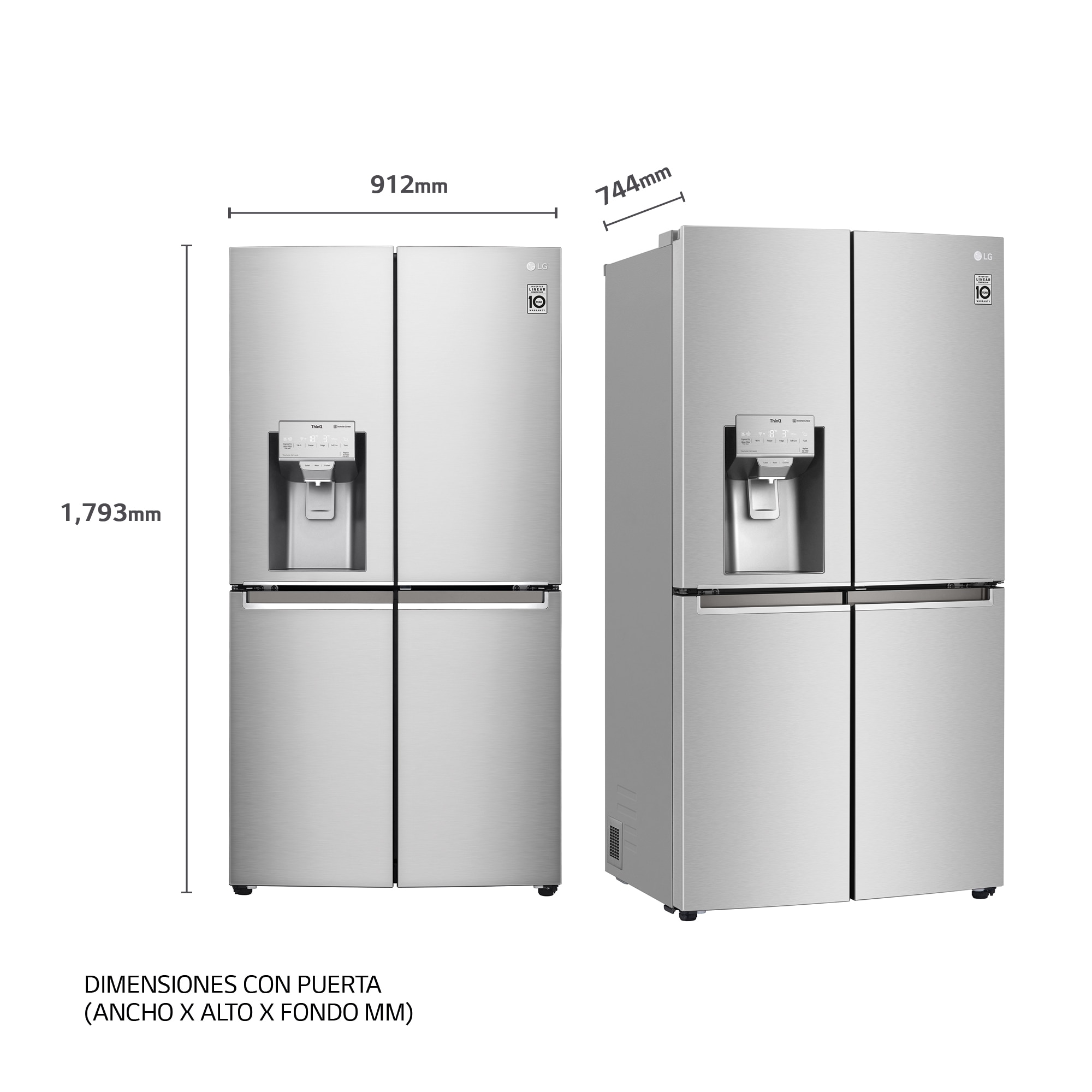 LG Frigorífico American Combi, Clasificación E, 705 L, Acero inoxidable antihuellas, GML945NS9E