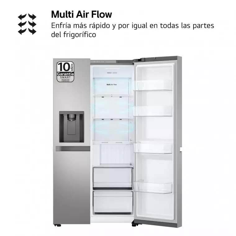 LG Frigorífico Side By side Serie 400, Inox antihuellas. E, 641 L, GSLC40PYPE.APYQEUR