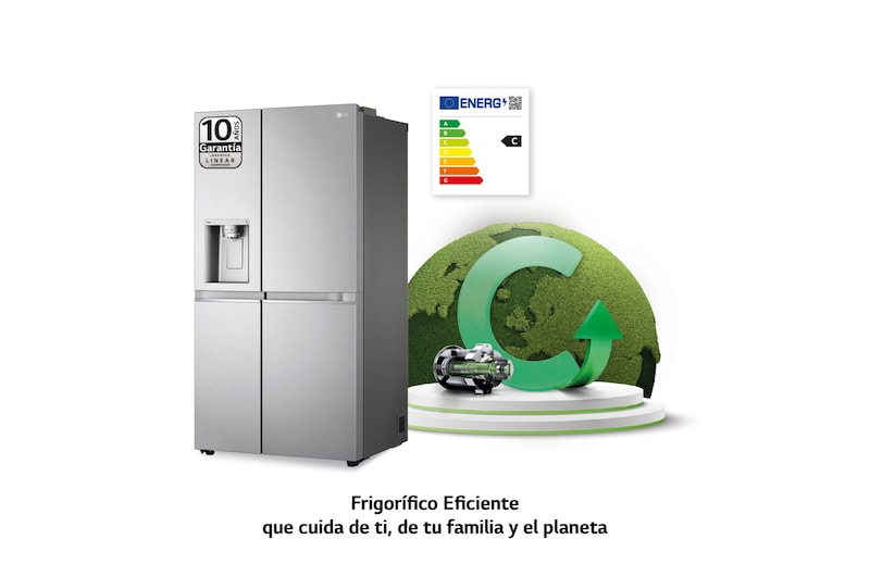 LG Frigorífico American Side by Side, gran capacidad, 635L - Acero, GSLV91MBAC