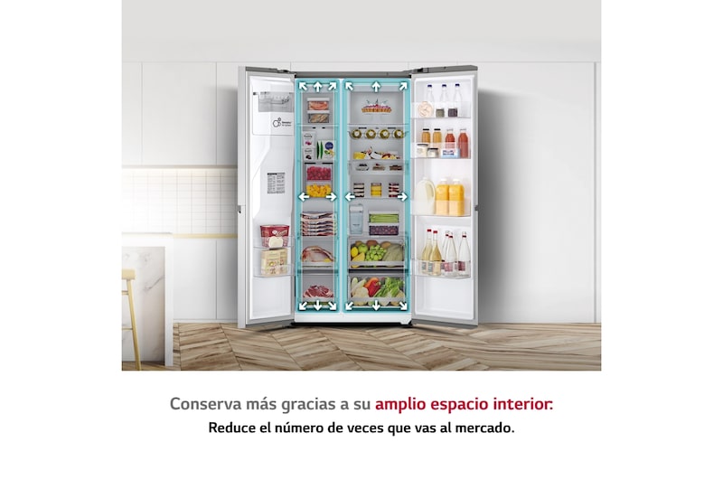 LG Frigorífico American Side by Side, gran capacidad, 635L - Acero, GSLV91MBAC