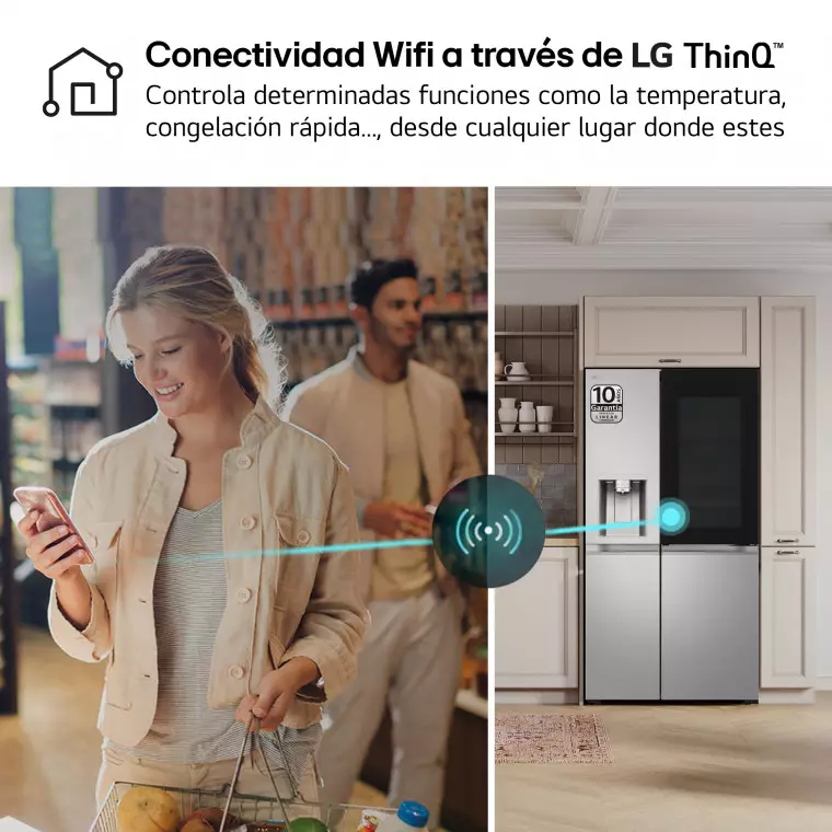 LG Frigorífico Side By side Serie 900, Instaview Door-In-Door, con Craft Ice, Acero texturizado antihuellas. D, 628 L, GSXE90MBDD.AMBQEUR