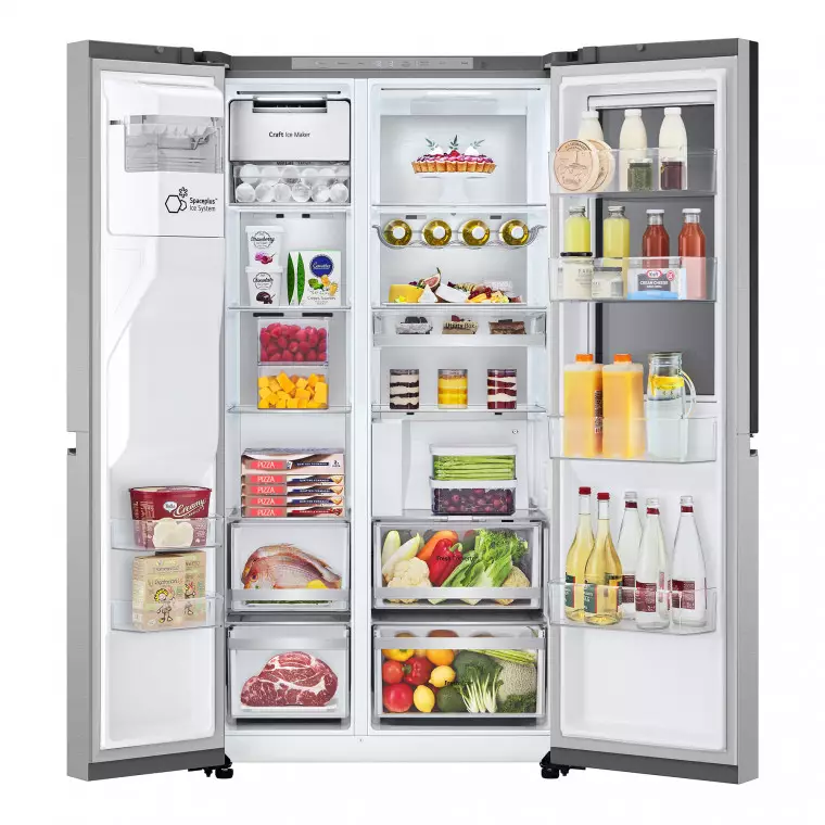 LG Frigorífico Side By side Serie 900, Instaview Door-In-Door, con Craft Ice, Acero texturizado antihuellas. D, 628 L, GSXE90MBDD.AMBQEUR