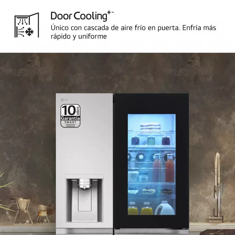 LG Frigorífico Side By side Serie 900, Instaview Door-In-Door, con Craft Ice, Acero texturizado antihuellas. D, 628 L, GSXE90MBDD.AMBQEUR