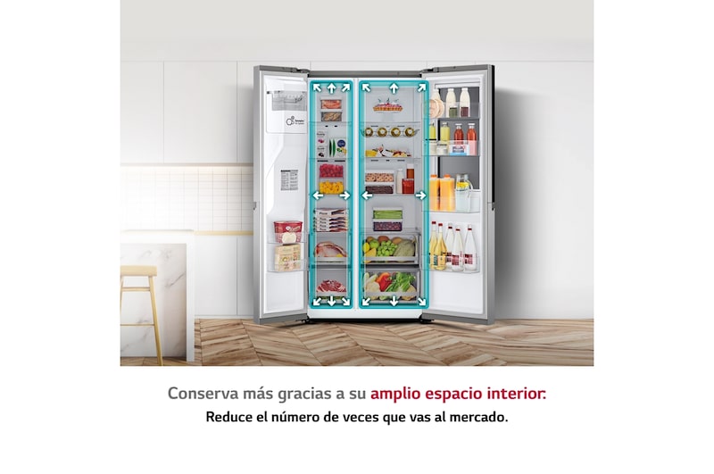 LG Frigorífico Side By side , Serie 800, Instaview Door-In-Door, Clasificación E, 635 L, GSXV80PZLE