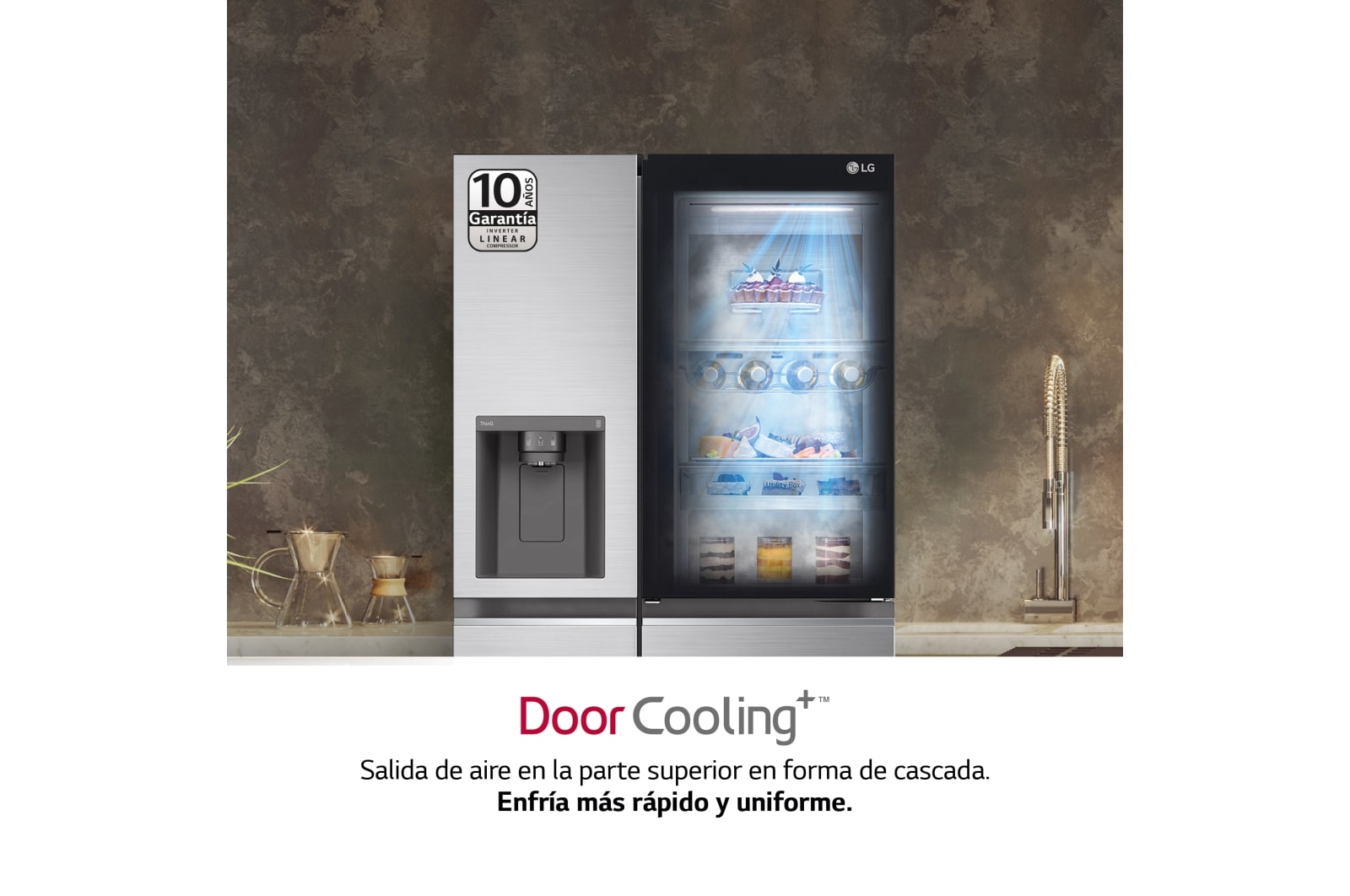 LG Frigorífico Side By side , Serie 800, Instaview Door-In-Door, Clasificación E, 635 L, GSXV80PZLE