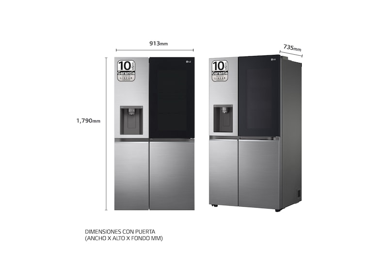 LG Frigorífico Side By side , Serie 800, Instaview Door-In-Door, Clasificación E, 635 L, GSXV80PZLE