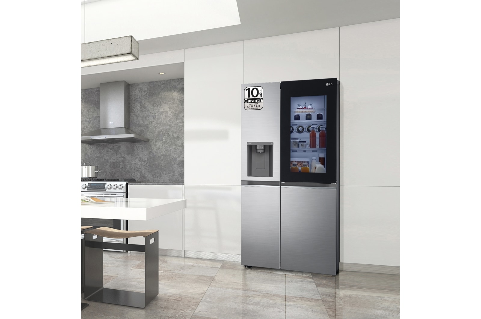 LG Frigorífico Side By side , Serie 800, Instaview Door-In-Door, Clasificación E, 635 L, GSXV80PZLE