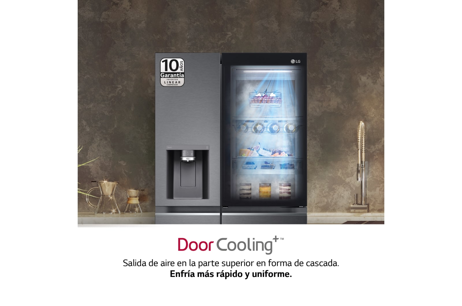 LG Frigorífico Americano Instaview Door-In-Door con Craft Ice, Clasificación E, 635 L, GSXV90MCDE