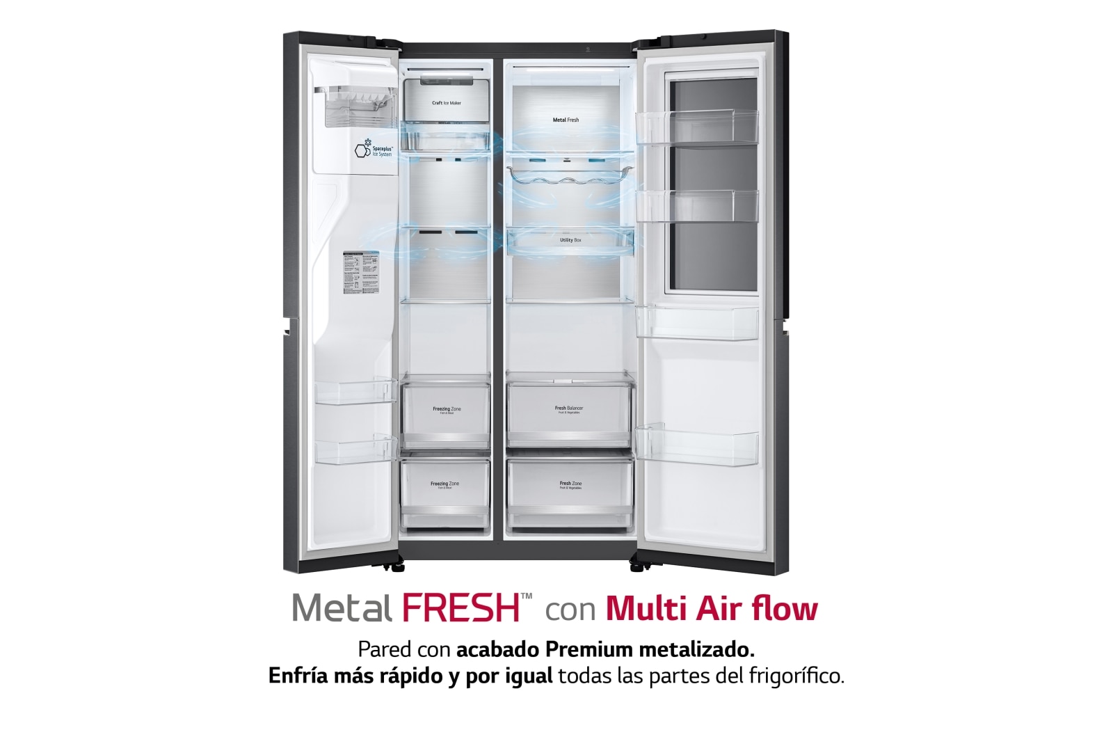 LG Frigorífico Americano Instaview Door-In-Door con Craft Ice, Clasificación E, 635 L, GSXV90MCDE