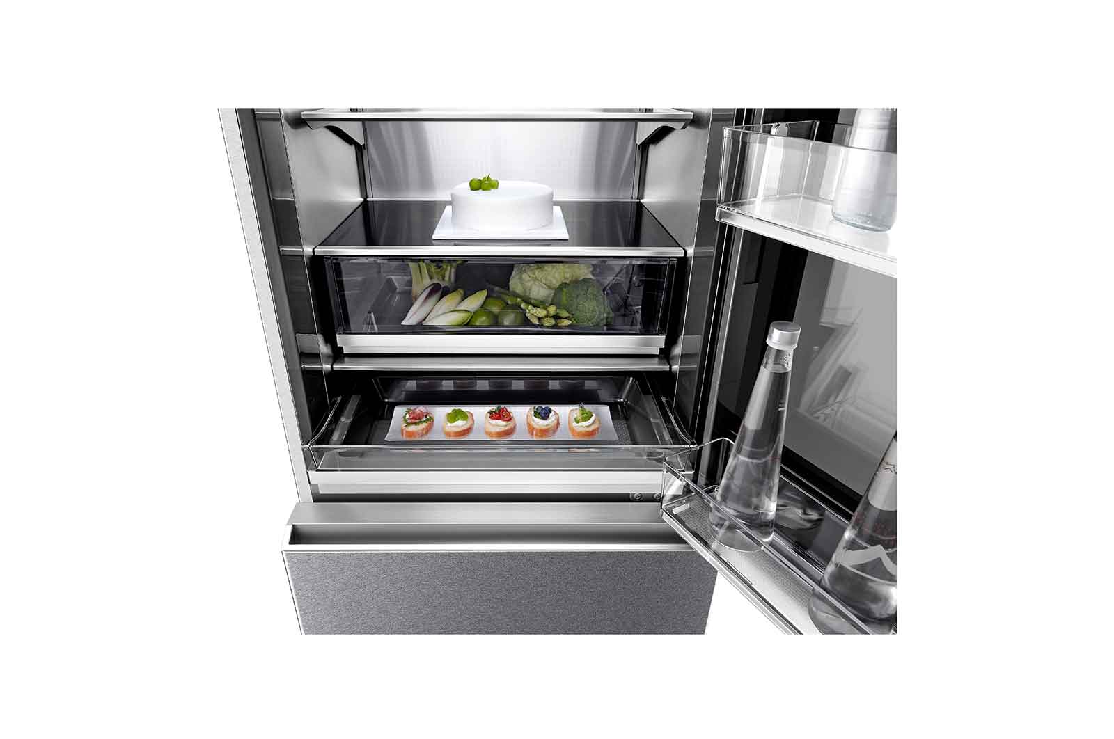 LG Frigorífico combi SIGNATURE (F, 1,79 metros, 387 litros, Puerta Instaview Door-in-Door, enfriamiento uniforme, apertura de puerta y cajones automática, Acabado en Acero Inoxidable), LSR200B