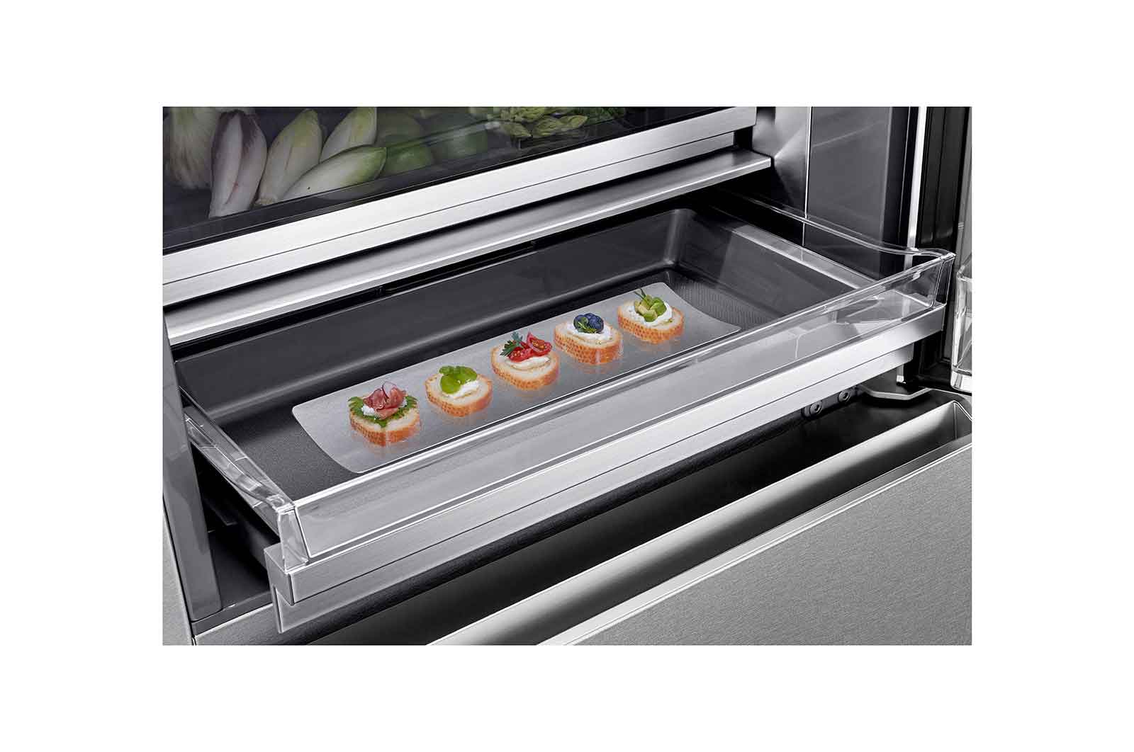 LG Frigorífico combi SIGNATURE (F, 1,79 metros, 387 litros, Puerta Instaview Door-in-Door, enfriamiento uniforme, apertura de puerta y cajones automática, Acabado en Acero Inoxidable), LSR200B