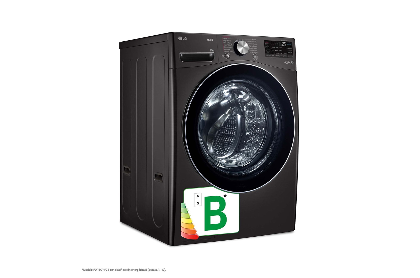 LG Lavadora inteligente AI Direct Drive. TurboWash 360º, 20kg , 1000rpm B, Inox antihuellas, Serie XXL, F0P3CYV2E