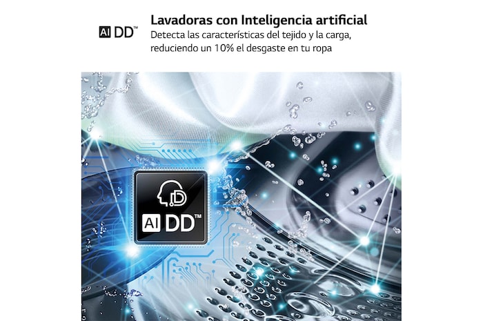 LG Lavadora inteligente AI Direct Drive. TurboWash 360º, Vapor, 11kg , 1400rpm Un 10% más eficiente que A, Serie 600, F4WR6011AGW